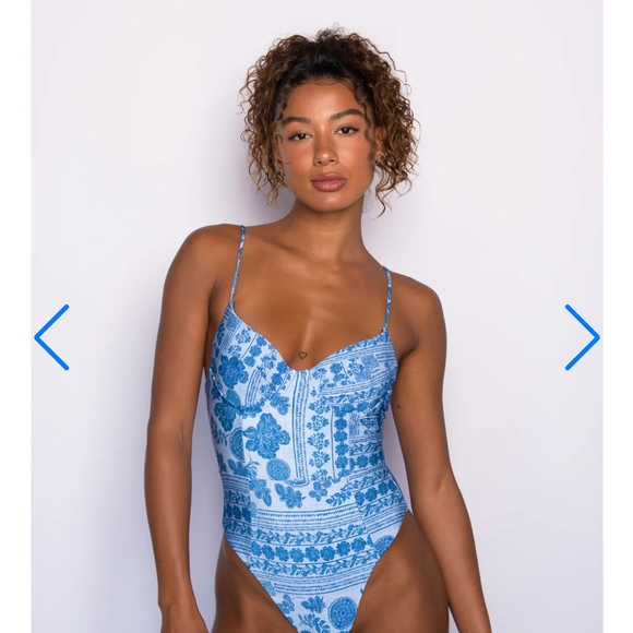 Skatie Rachel One Piece Swimsuit, Size L, Color Denim, Nwt - Picture 3 of 4